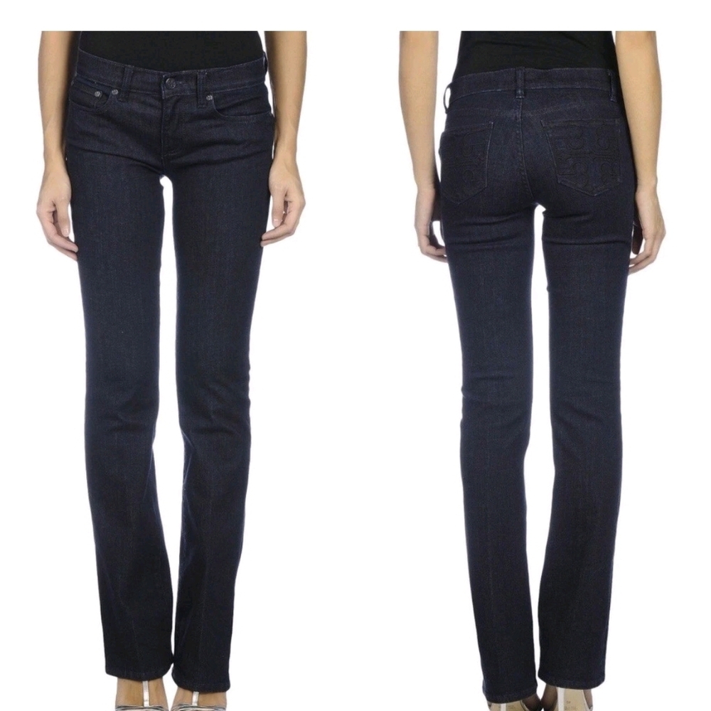 Tory Burch Classic Tory Boot Dark Wash Bootcut Jeans Like New